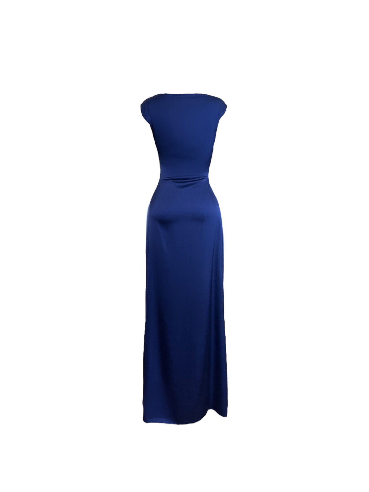 Curved Boatneck Silk Maxi Dress