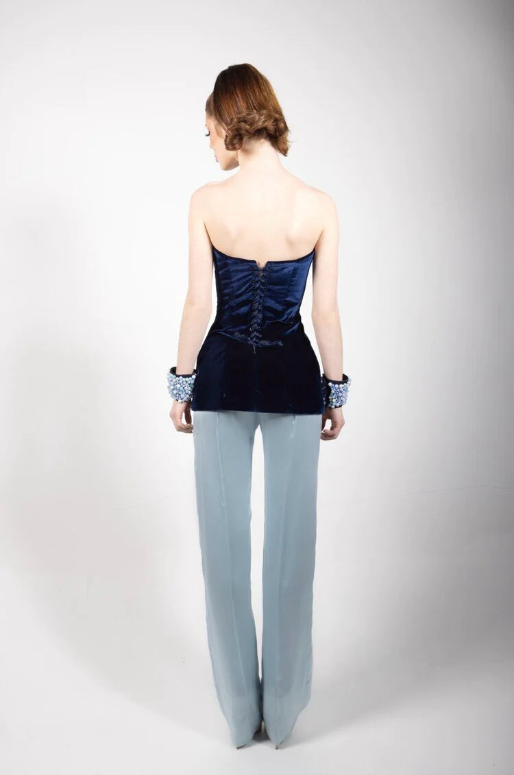 Navy Blue Velvet Corset