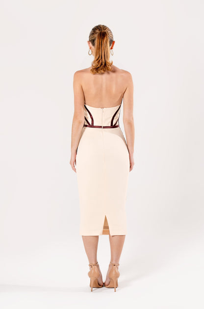 Corsetry Overlay Midi Dress