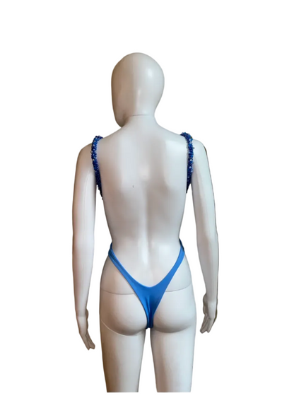 Blue Bodysuit Beaded Straps