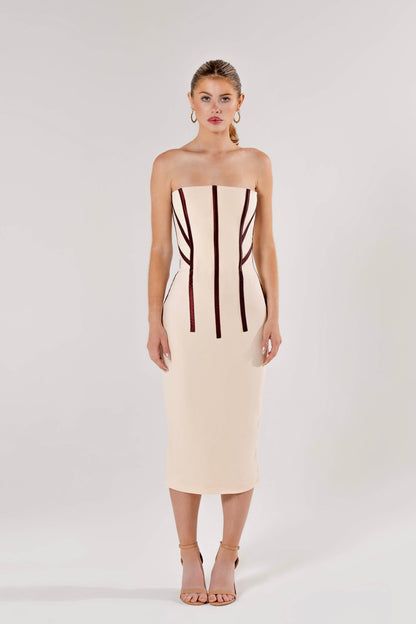 Corsetry Overlay Midi Dress