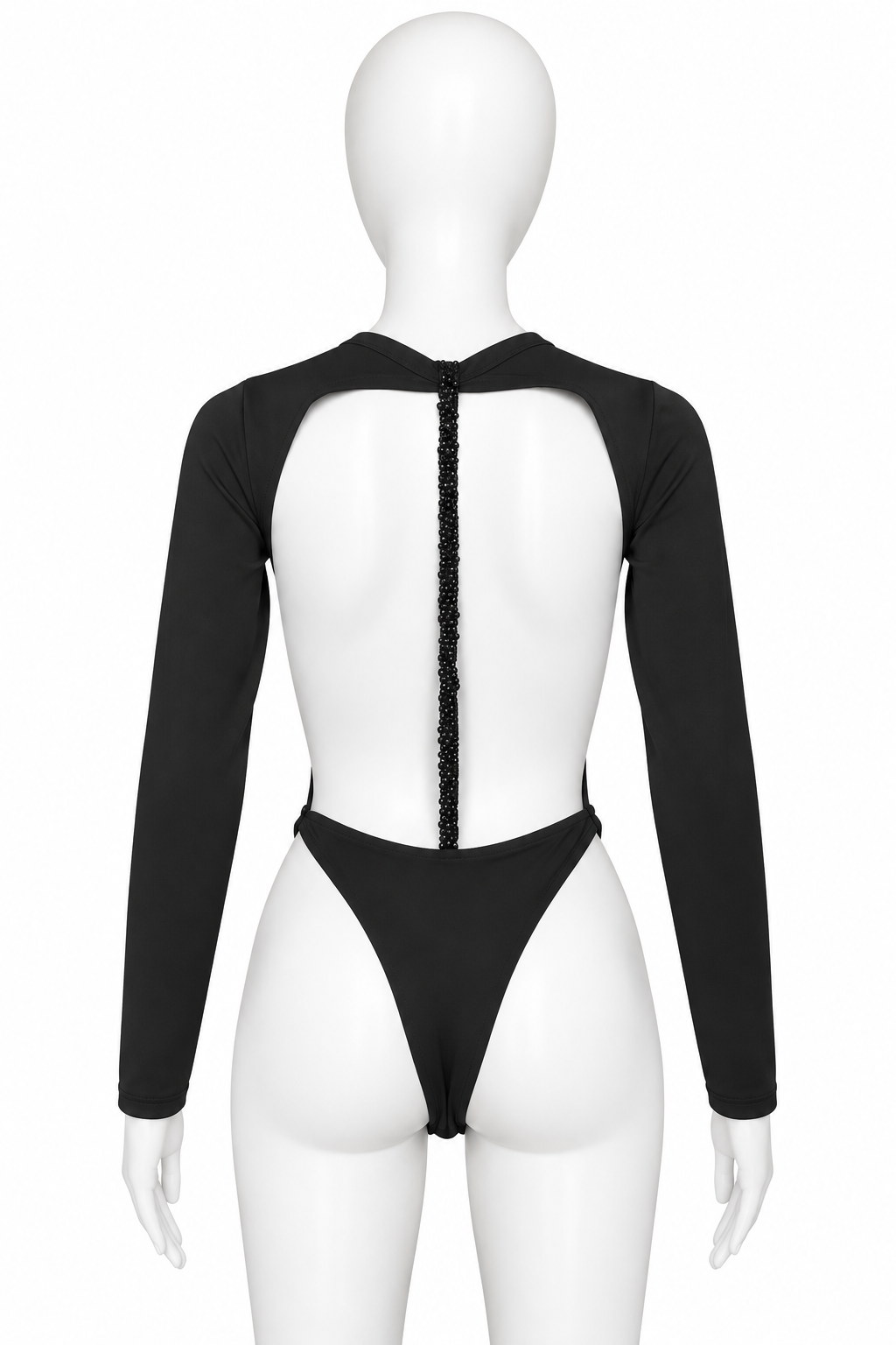 Long Sleeve Open Back Beaded Bodysuit