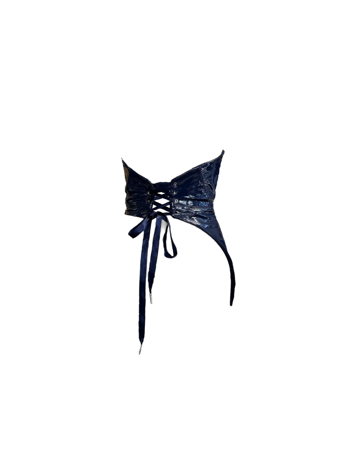 Navy Patent Leather Corset Belt