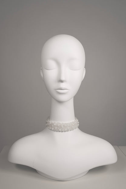 White Agate Hand-Beaded Choker Necklace