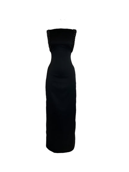 Embroidered Armhole Boatneck Dress