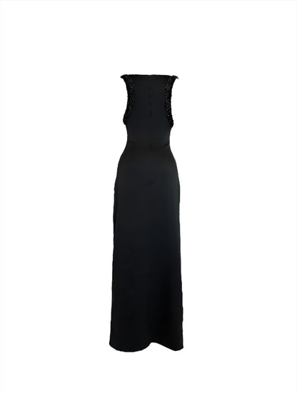 Embroidered Armhole Boatneck Dress