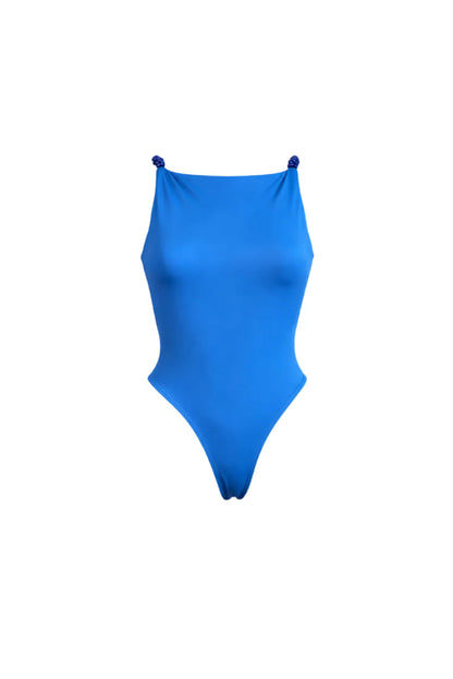Blue Bodysuit Beaded Straps