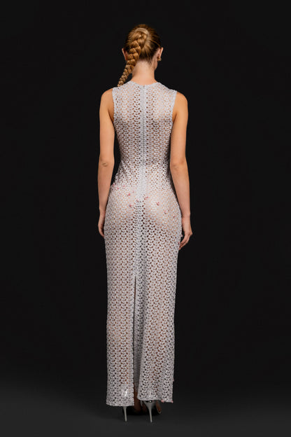Rose Quartz Crochet Maxi Dress
