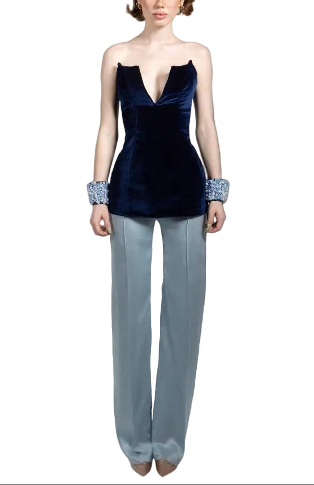 Navy Blue Corset Runway Look