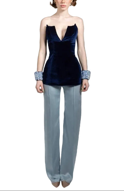 Navy Blue Corset Runway Look