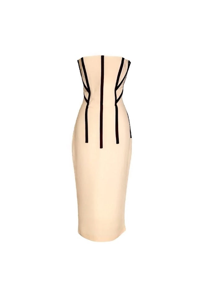Corsetry Overlay Midi Dress